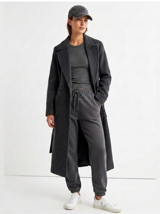 Bernardo Jackets & Blazers - Bernardo Dark Gray Double Breasted Tie Waist Trench Coat Size Medium